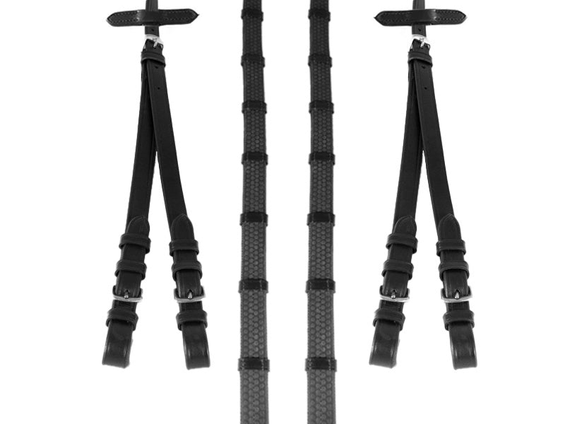 Rubber Grip Split Black Horse Reins