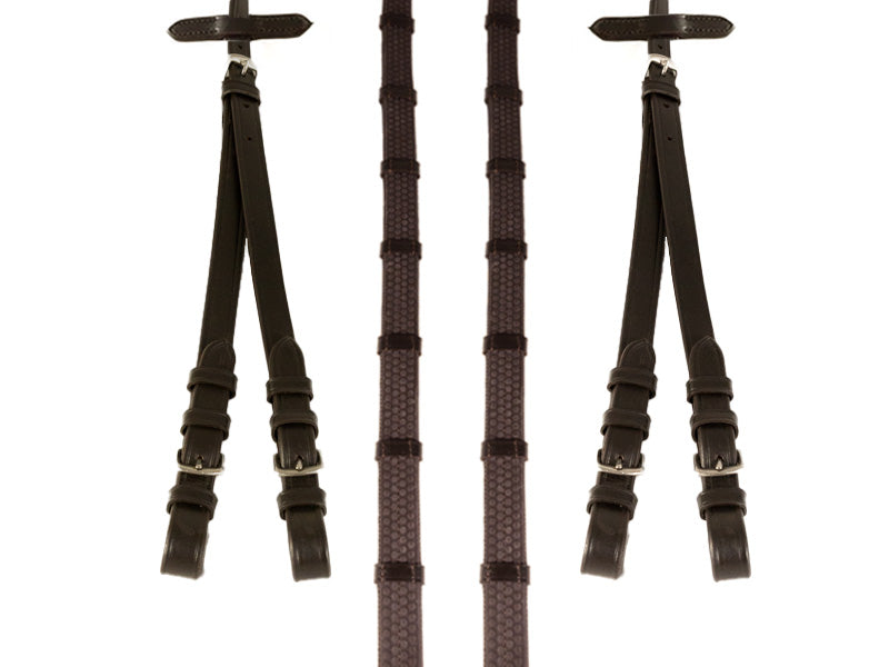 Rubber grip split havana horse reins