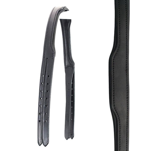 SNAFFLE GEL PADDED ANATOMICAL HEADPIECE 5/8 WIDE CHEEK STRAPS - BLACK - Flexible Fit Equestrian Australia