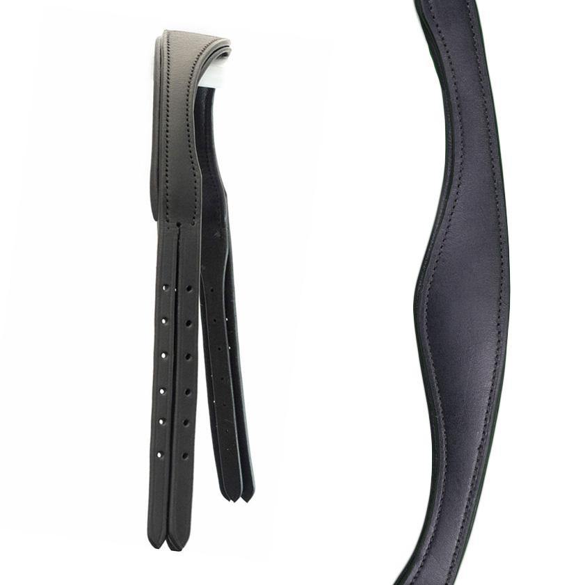 SNAFFLE GEL PADDED ANATOMICAL HEADPIECE EXTRA WIDE 4/8 WIDE CHEEKSTRAPS - BLACK - Flexible Fit Equestrian Australia