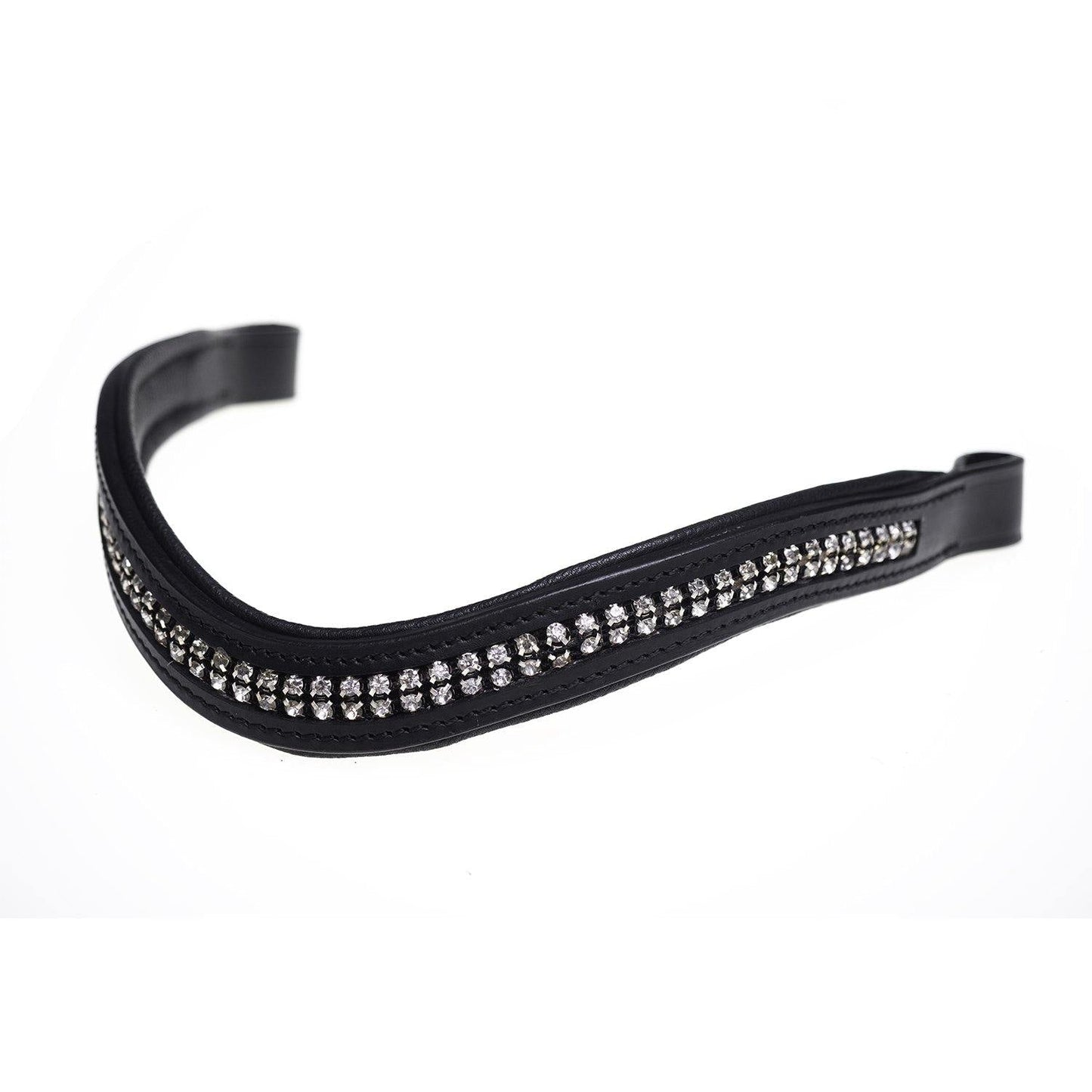 2 ROW CRYSTAL WAVE - BLACK BROWBAND - Flexible Fit Equestrian Australia