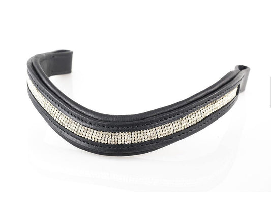 4 ROW WAVE BLACK - BLACK BROWBAND - Flexible Fit Equestrian Australia