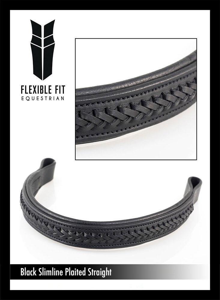 AMANDA PLAITED STRAIGHT - BLACK BROWBAND - Flexible Fit Equestrian Australia