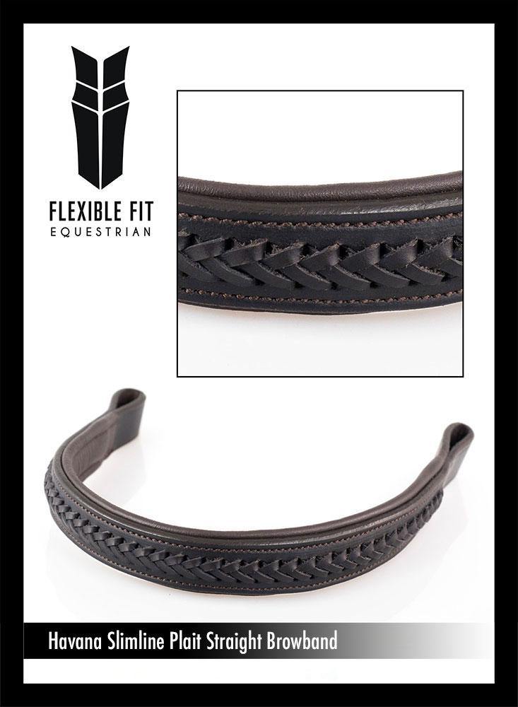 AMANDA PLAITED STRAIGHT - HAVANA BROWBAND - Flexible Fit Equestrian Australia