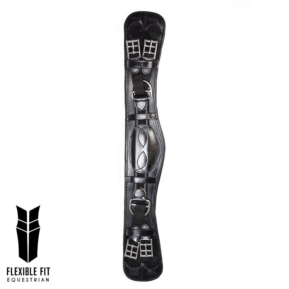 ANATOMICAL INBUILT ELASTIC DRESSAGE GIRTH - BLACK - Flexible Fit Equestrian Australia