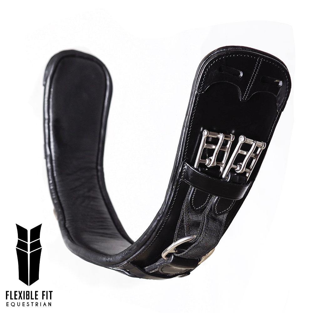 ANATOMICAL INBUILT ELASTIC DRESSAGE GIRTH - BLACK - Flexible Fit Equestrian Australia