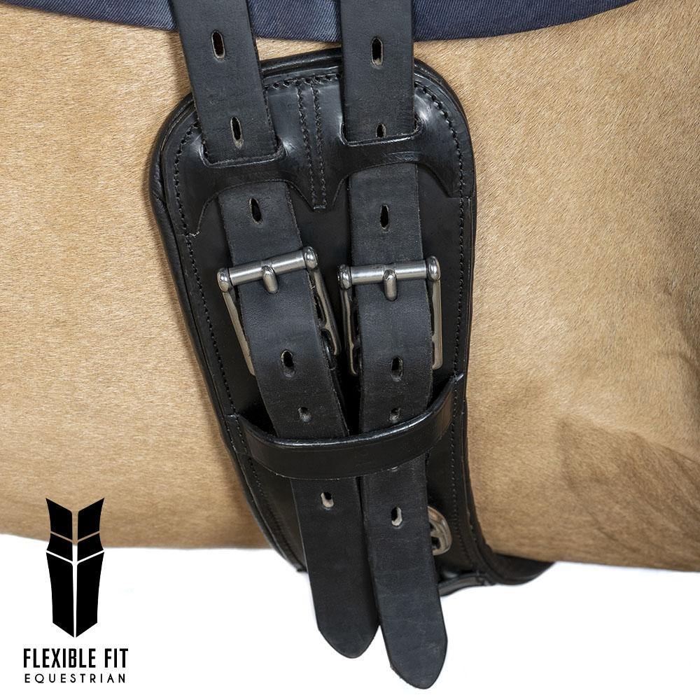 ANATOMICAL INBUILT ELASTIC DRESSAGE GIRTH - BLACK - Flexible Fit Equestrian Australia