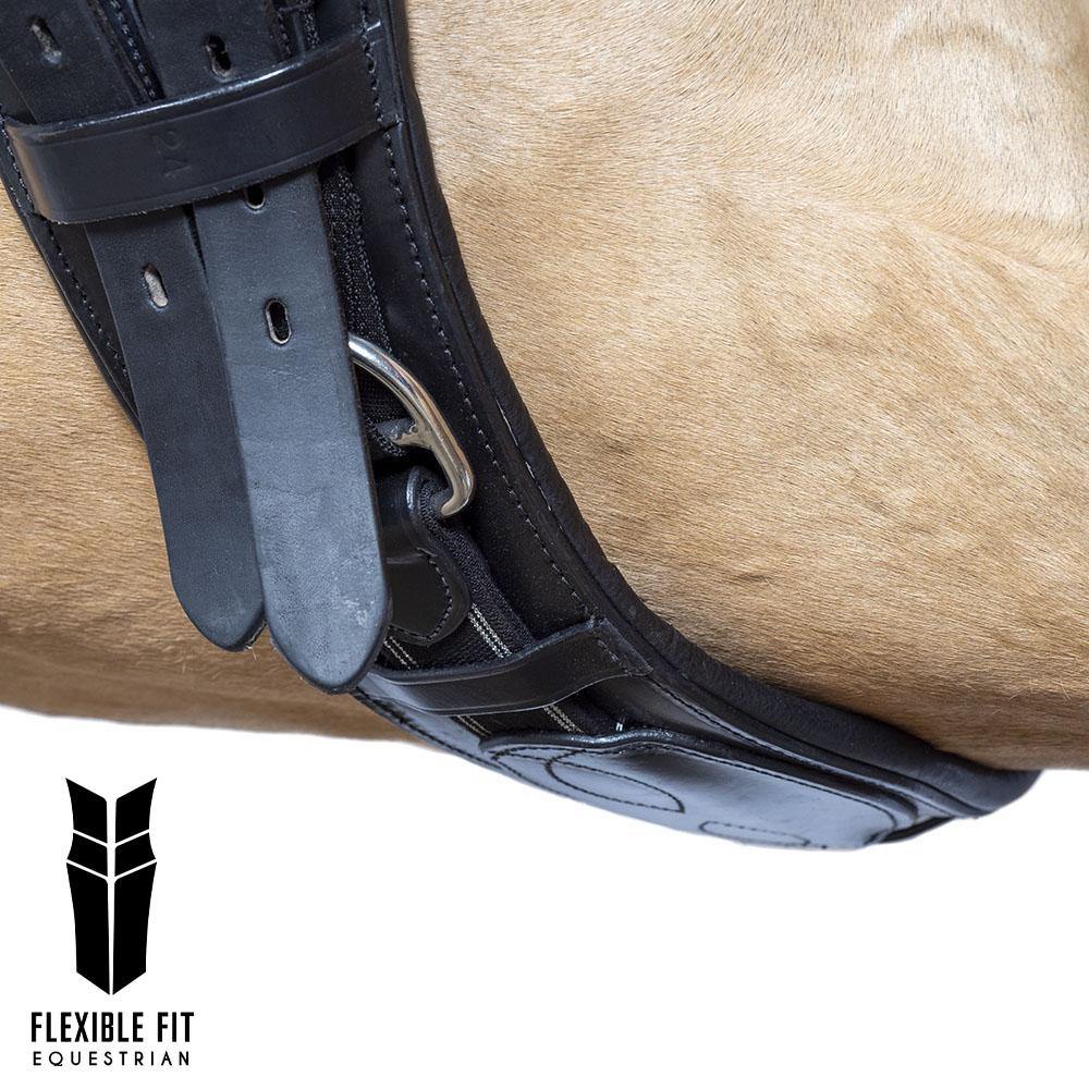 ANATOMICAL INBUILT ELASTIC DRESSAGE GIRTH - BLACK - Flexible Fit Equestrian Australia