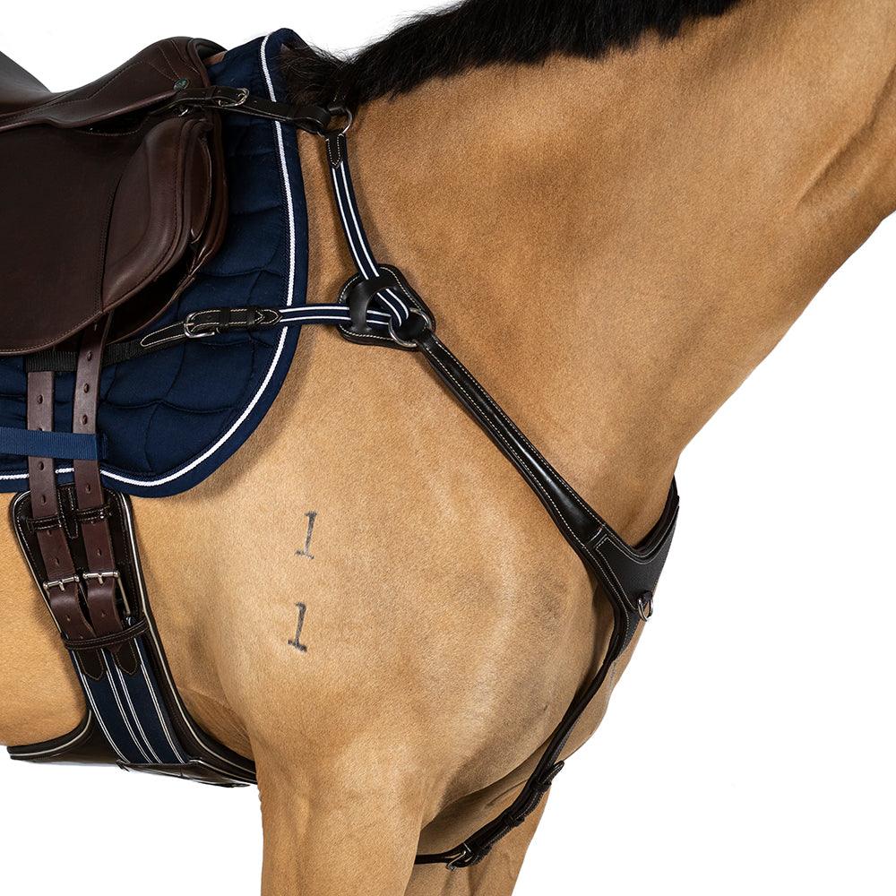 AR 5 Point Leather Breastplate - Havana - Flexible Fit Equestrian Australia