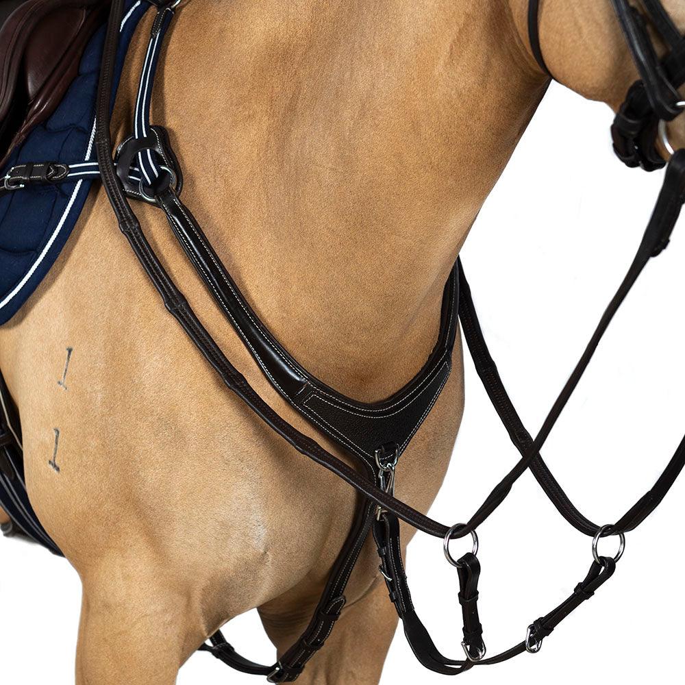 AR 5 Point Leather Breastplate - Havana - Flexible Fit Equestrian Australia