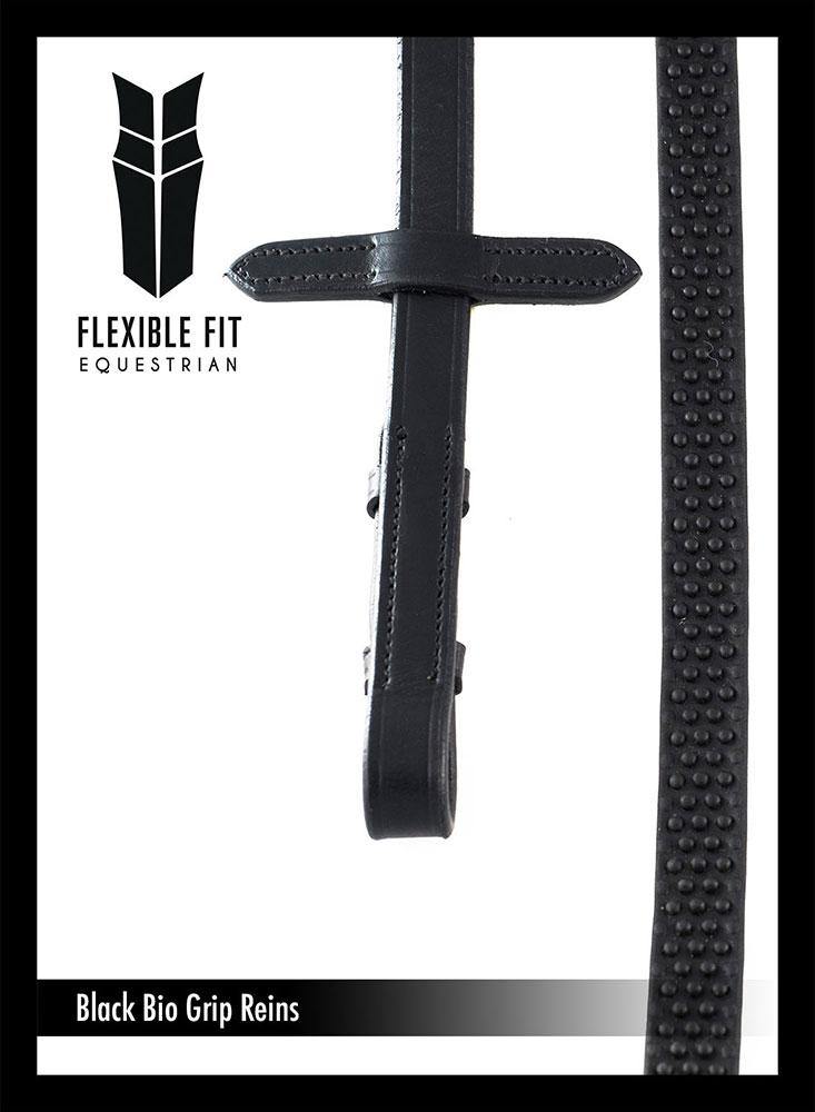 BIO GRIP BLACK REINS - Flexible Fit Equestrian Australia