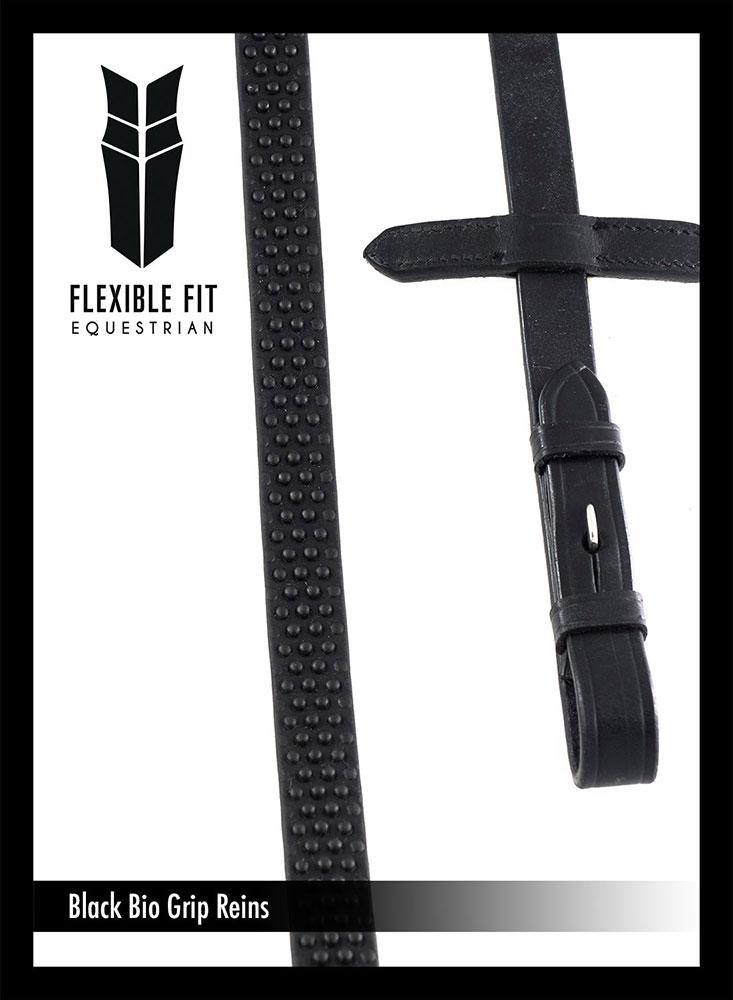 BIO GRIP BLACK REINS - Flexible Fit Equestrian Australia