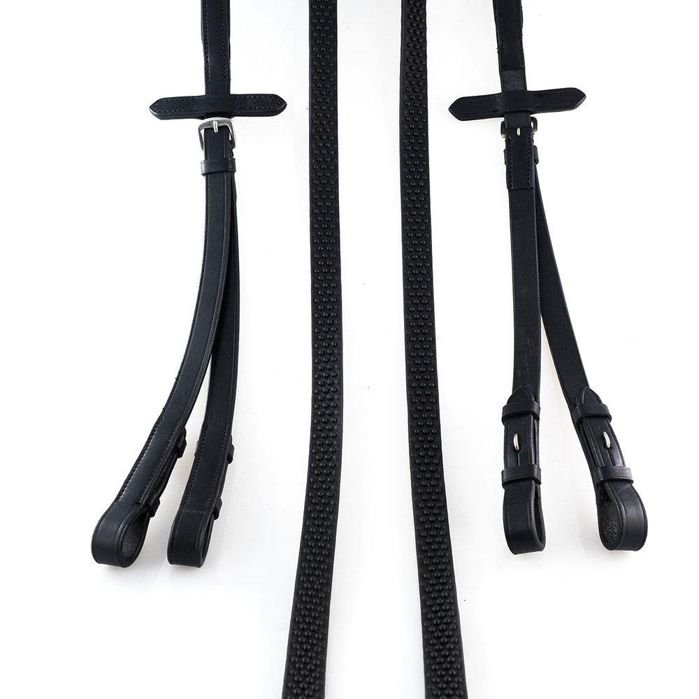 BIO GRIP SPLIT BLACK REINS - Flexible Fit Equestrian Australia