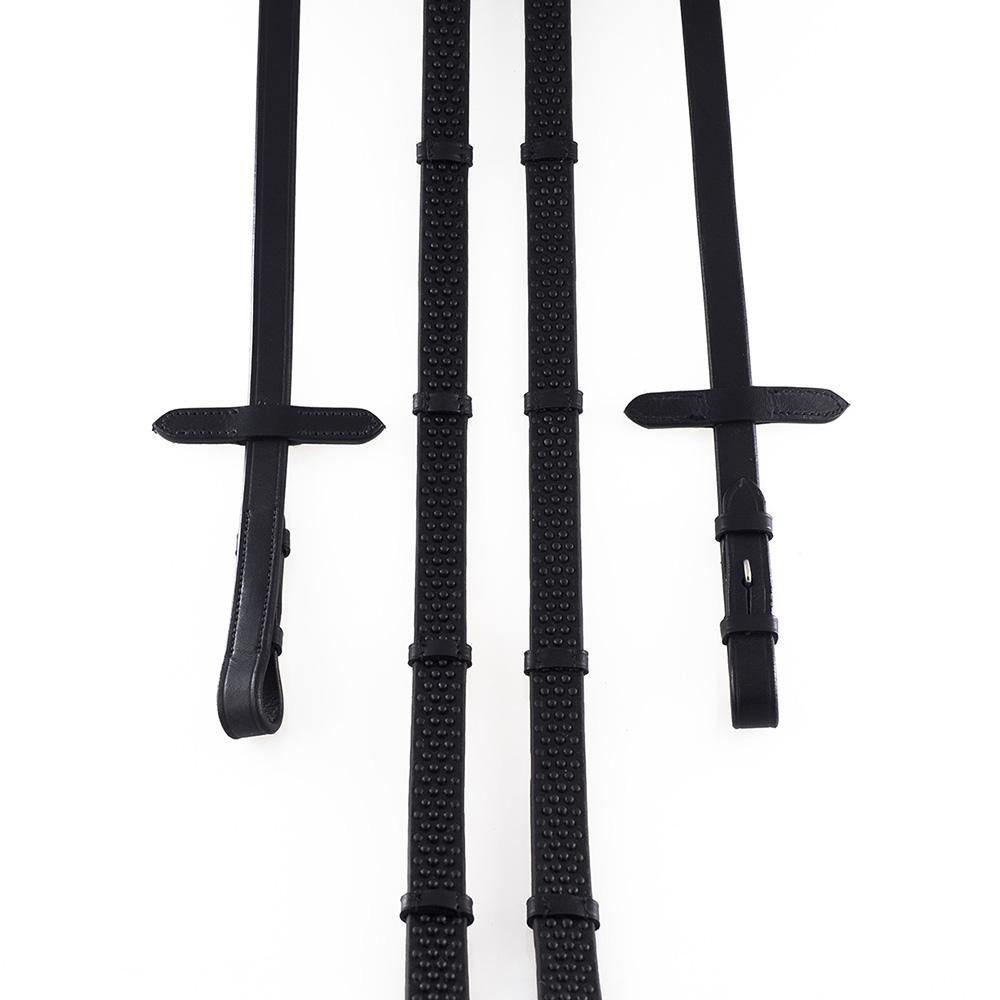 BIO GRIP WITH CONTINENTAL STOPPERS BLACK REINS - Flexible Fit Equestrian Australia