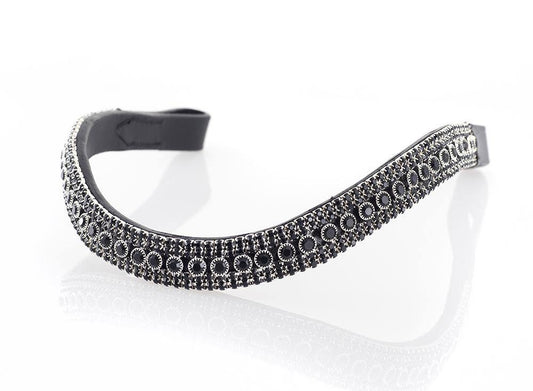 BLACK CRYSTAL PRINCESS WAVE - BLACK BROWBAND - Flexible Fit Equestrian Australia