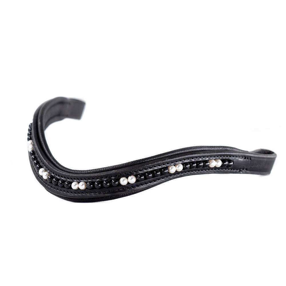 BLACK MYSTIC WITH DOUBLE CREAM PEARL WAVE - BLACK BROWBAND - Flexible Fit Equestrian Australia