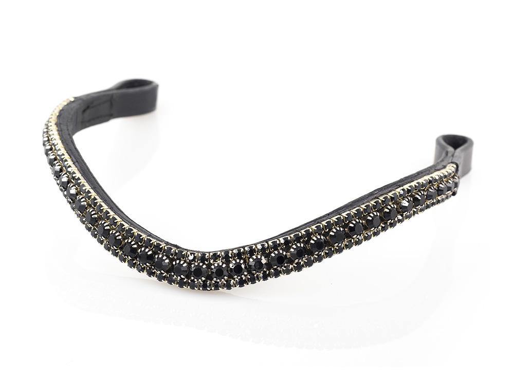 BLACK ON BLACK WAVE - BLACK BROWBAND - Flexible Fit Equestrian Australia