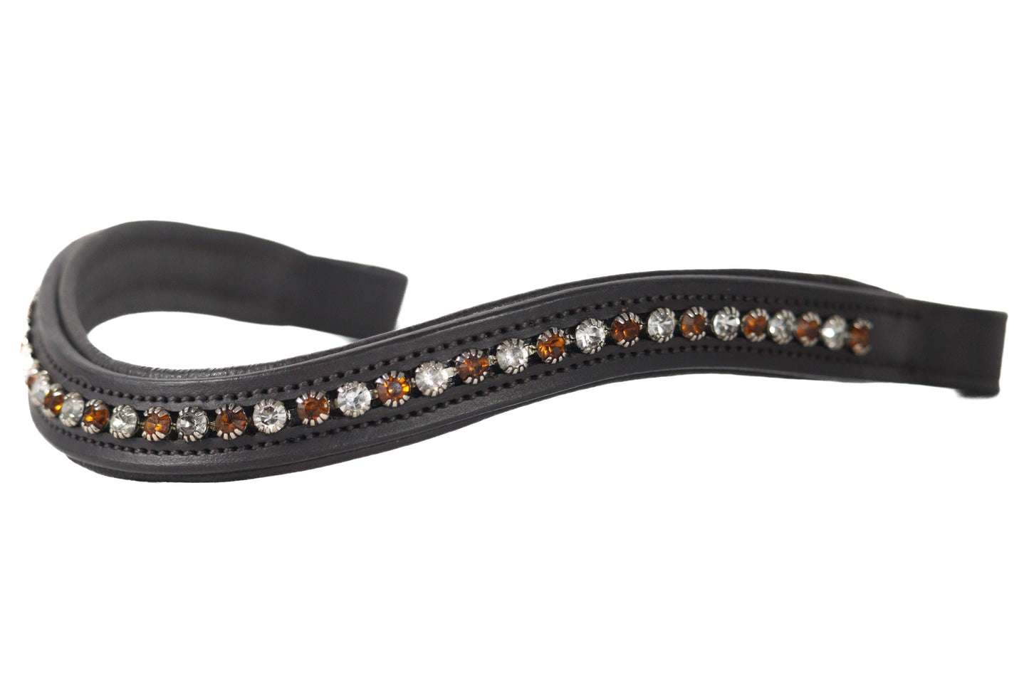 Brown and Clear Crystal Mid Thin Wave - Havana Browband