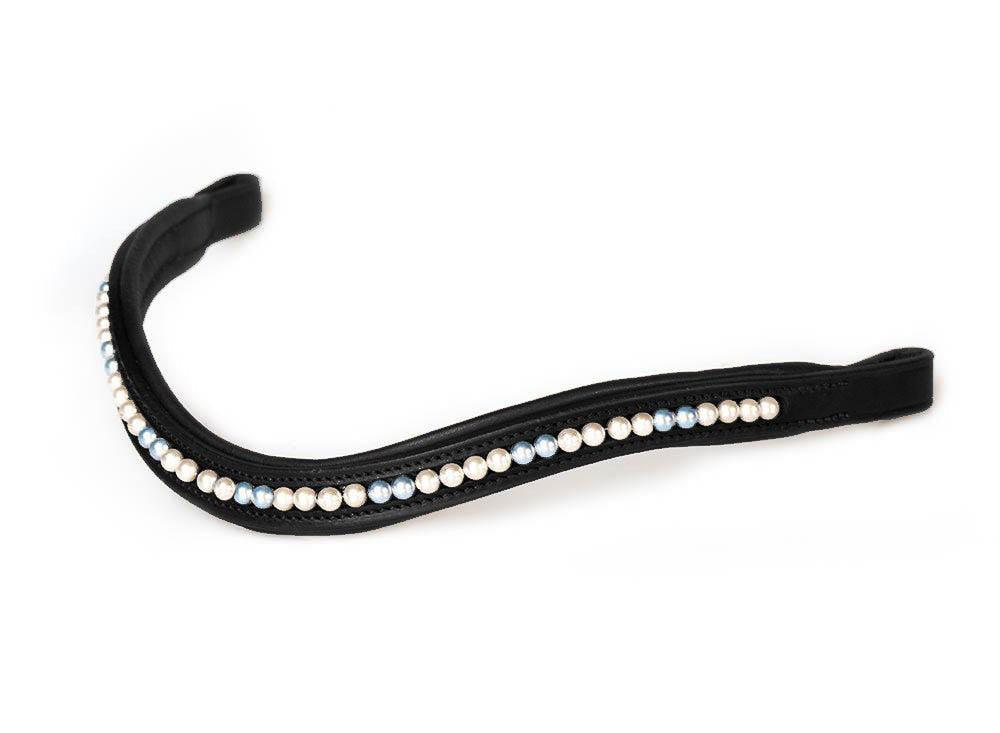 Cream & Light Blue Pearl Wave - Black Browband - Flexible Fit Equestrian Australia