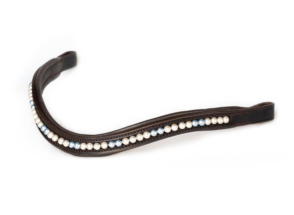 Cream & Light Blue Pearl Wave - Havana Browband - Flexible Fit Equestrian Australia