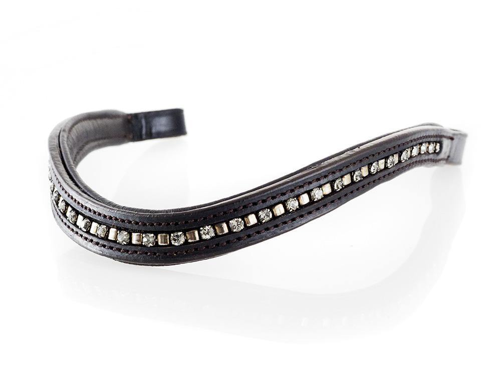 GREY CRYSTAL MINI CLINCHER WAVE - HAVANA BROWBAND - Flexible Fit Equestrian Australia