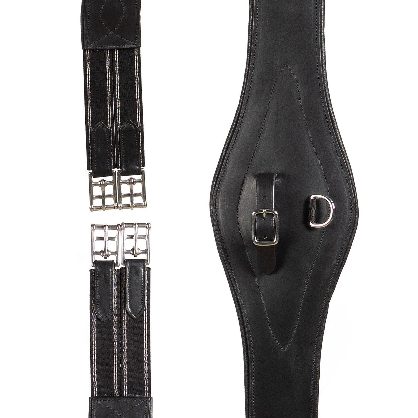 LONG GEL PADDED BELLY GIRTH - BLACK - Flexible Fit Equestrian Australia