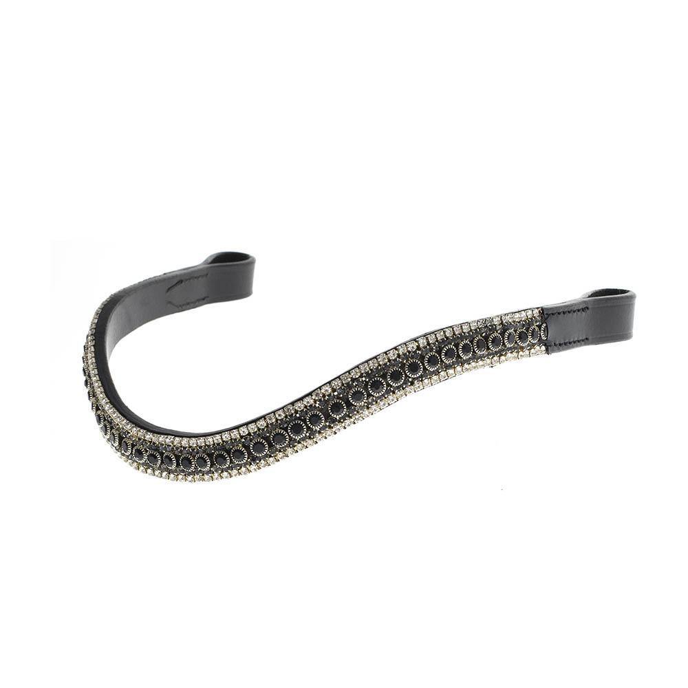 MAIN BLACK GREY AND CLEAR PRINCESS WAVE - BLACK BROWBAND - Flexible Fit Equestrian Australia