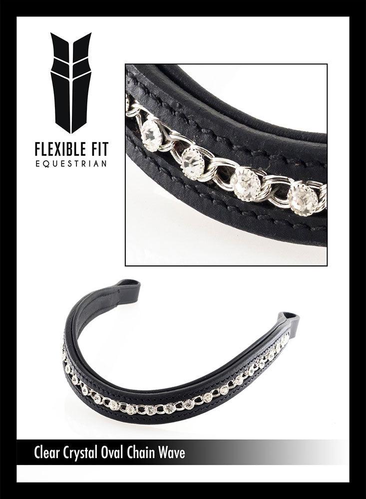 Oval & Crystal Wave - Black Browband - Flexible Fit Equestrian Australia