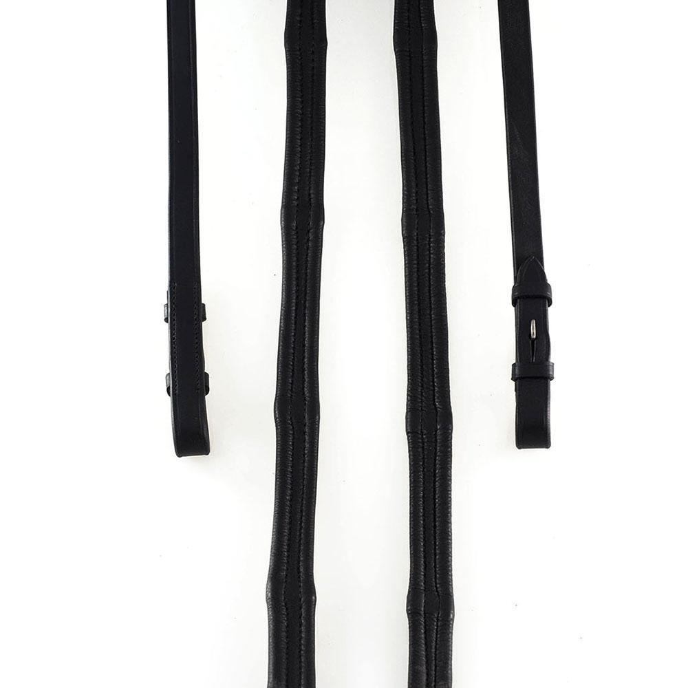 PADDED LEATHER 6/8 BILLETS BLACK REINS - Flexible Fit Equestrian Australia