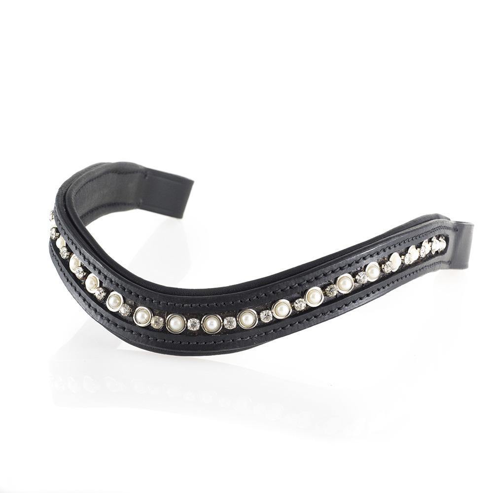 PEARL AND CRYSTAL WAVE - BLACK BROWBAND - Flexible Fit Equestrian Australia