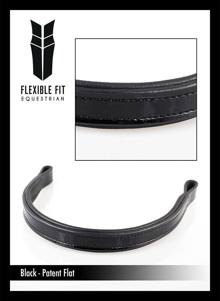 PLAIN FLAT PATENT PADDED - BLACK BROWBAND - Flexible Fit Equestrian Australia