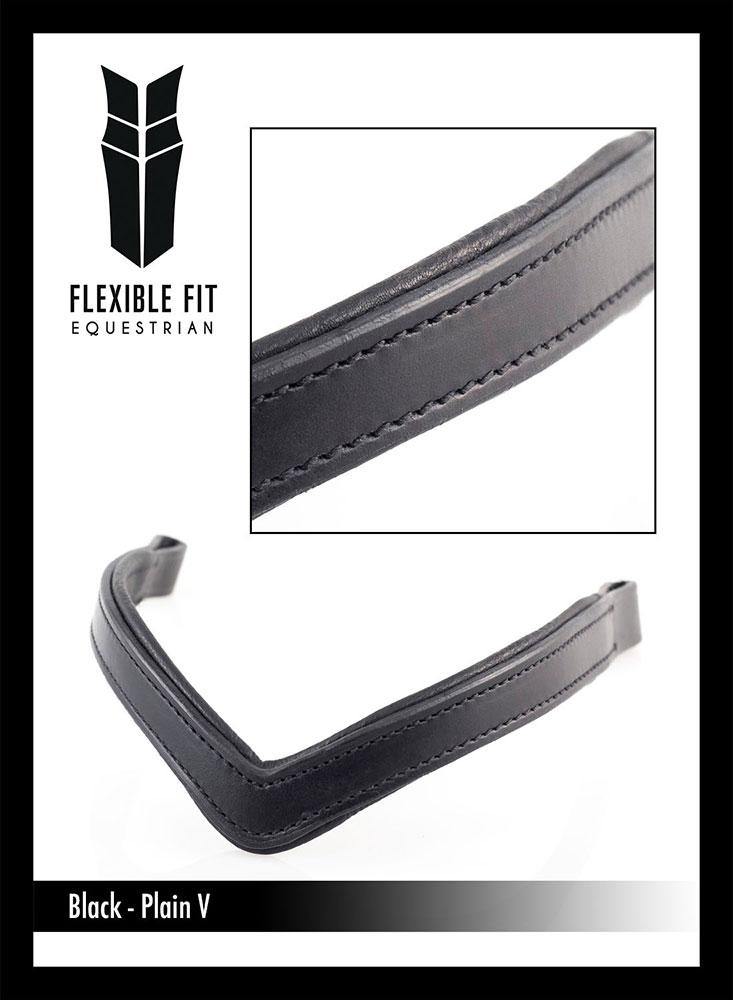 PLAIN FLAT V - BLACK BROWBAND - Flexible Fit Equestrian Australia