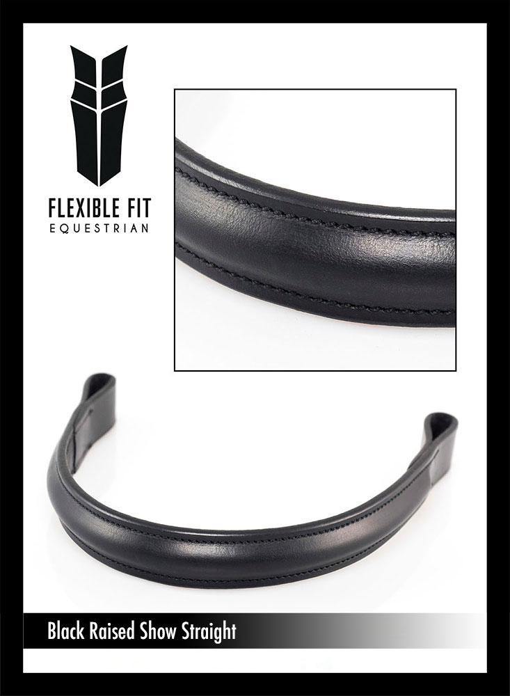 PLAIN RAISED SHOW - BLACK BROWBAND - Flexible Fit Equestrian Australia