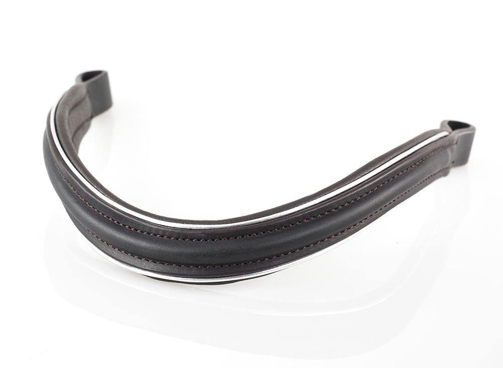 PLAIN RAISED WAVE SILVER PIPE - HAVANA BROWBAND - Flexible Fit Equestrian Australia