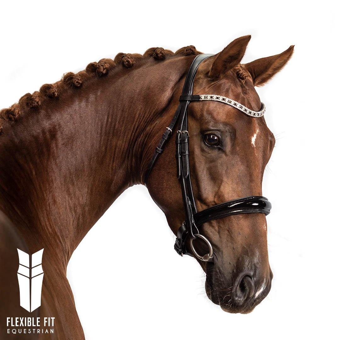 Premium Black Snaffle Bridle 'Eternity' - Flexible Fit Equestrian Australia