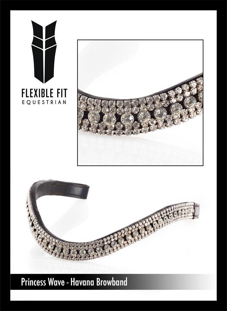 PRINCESS WAVE - HAVANA BROWBAND - Flexible Fit Equestrian Australia