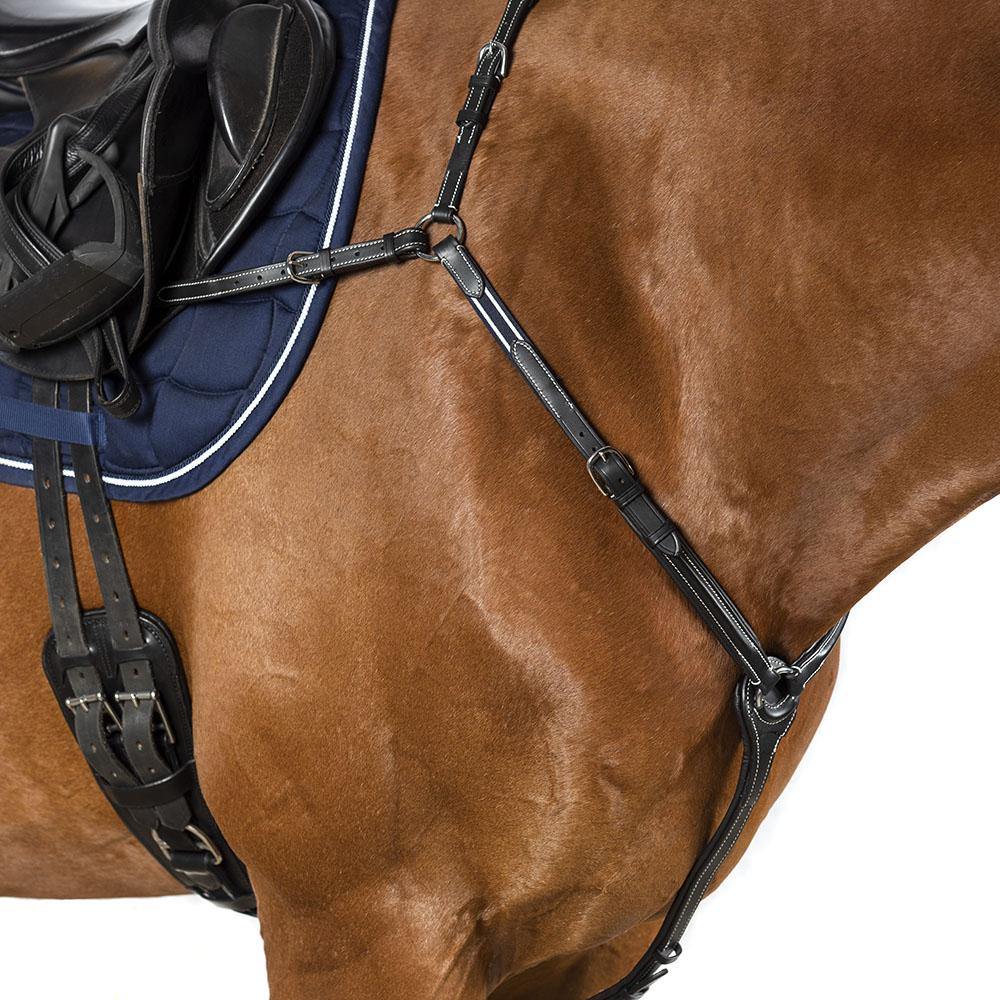 RAISED LEATHER BREASTPLATE - BLACK - Flexible Fit Equestrian Australia