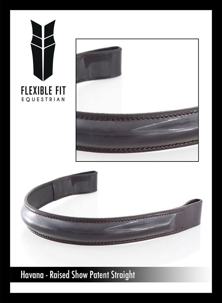 SHOW PATENT RAISED - HAVANA BROWBAND - Flexible Fit Equestrian Australia