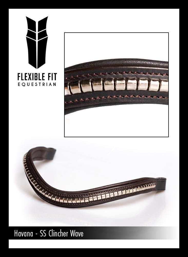 S/S CLINCHER WAVE - HAVANA BROWBAND - Flexible Fit Equestrian Australia