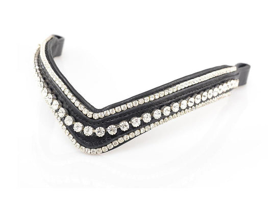 SWAROVSKI 3 ROW V - BLACK BROWBAND - Flexible Fit Equestrian Australia