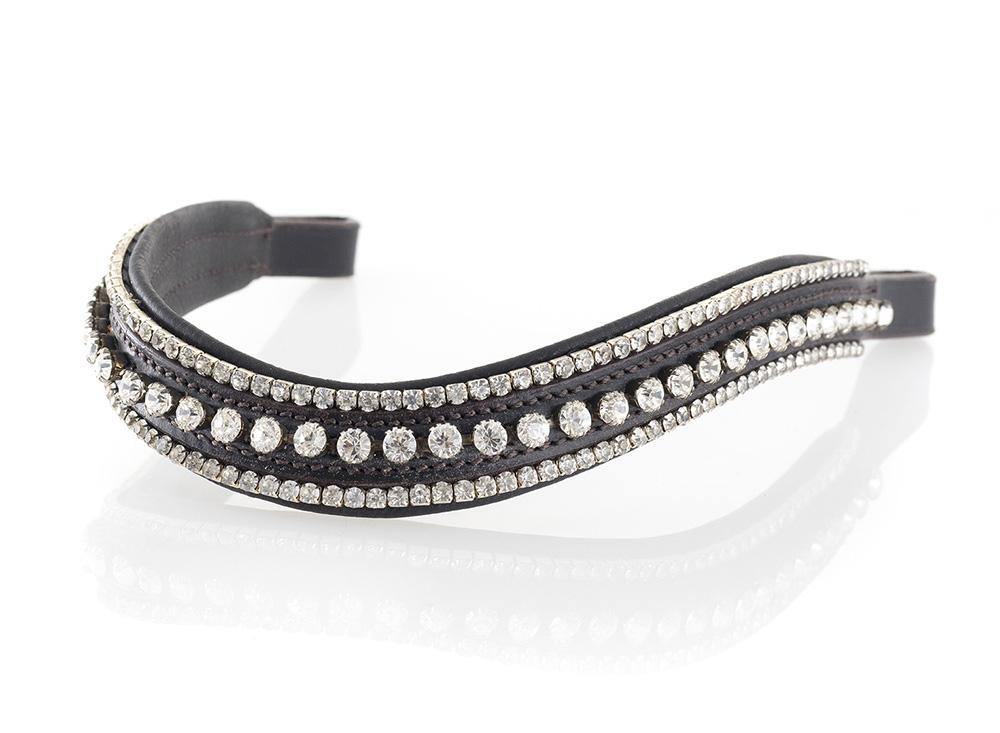 SWAROVSKI 3 ROW WAVE - HAVANA BROWBAND - Flexible Fit Equestrian Australia