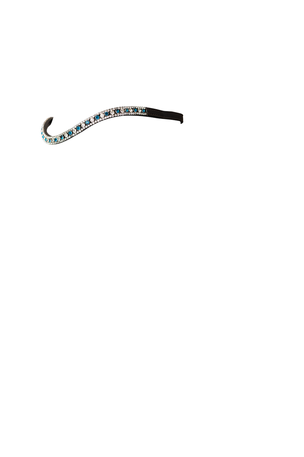 TURQUOISE AND CLEAR THIN CRYSTAL WAVE - HAVANA BROWBAND - Flexible Fit Equestrian Australia