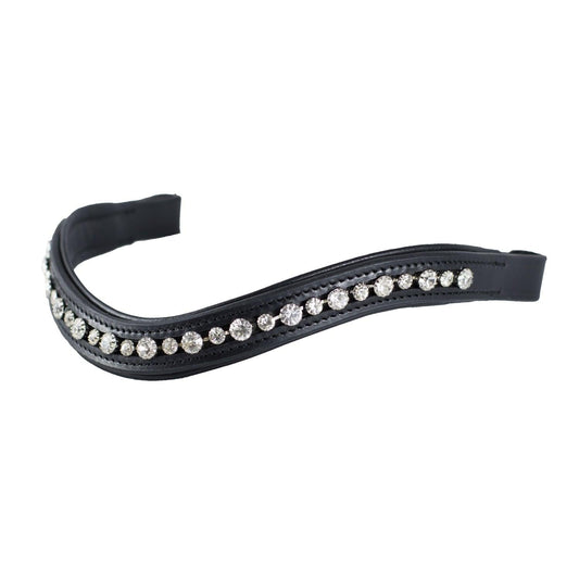 Two Crystal Mid Thin Wave - Black Browband - Flexible Fit Equestrian Australia